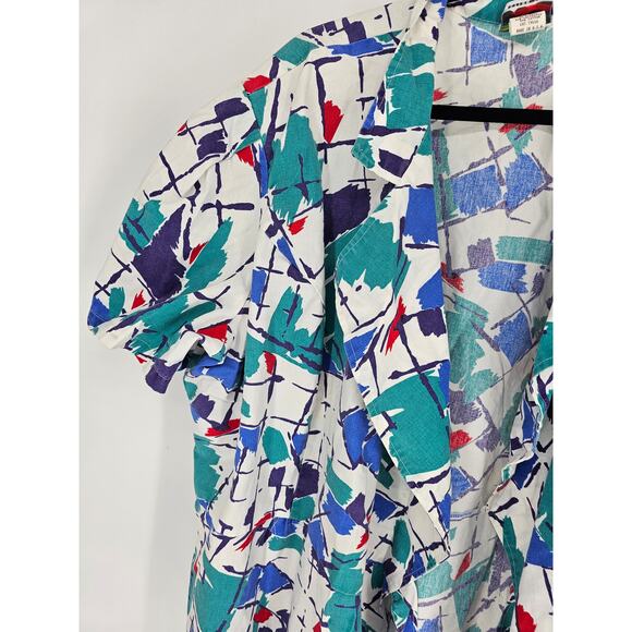 1980s Action Line Women's Multicolor Short Sleeve Wrap Shirt Size 3XL - Picture 2 of 5